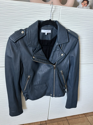 Iro Blue Lamb Leather Motorcycle Jacket Size 40