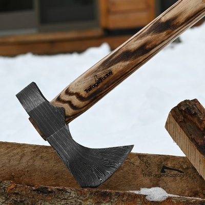 #ad Tomahawk Camping Hatchet 18quot; Damascus Steel Ash Wood Handle Leather Sheath New $89.99