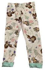 Disney Frozen Elsa Anna Leggings Stretch Pajama Pants 4 Floral Girls White