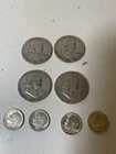 Junk Drawer Lot, 90% Half Dollars, 1949S, 1950D, 1951D, 1952S & 1964 D Dimes