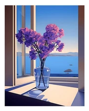 Elegant Floral Window View Poster Wall Art - Serene Home Decor