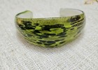 Vintage Murano Cuff Style Green Black and Gold Glass Bracelet — photo 1