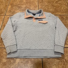 Patagonia Sweater Women s Grey Peach Organic Cotton Quilt Snap-T Pullover medium