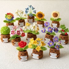 Crochet Flower Plant Pot Desk Decor Handmade Knitted Positive Gift Ornament UK