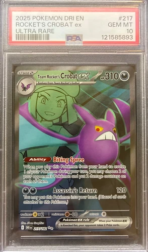 PSA 10 TEAM ROCKET'S CROBAT EX 217/182 - DESTINED RIVALS ULTRA RARE - GEM MINT