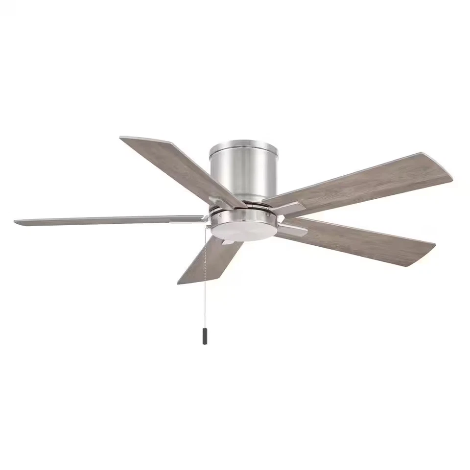 48" Indoor W/Covered Outdoor Brushed Nickel Low Profile Ceiling Fan No Light. - Image 2 of 4