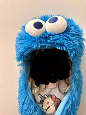 Sesame Street Cookie Monster Kids Faux Fur Hooded Throw Blanket 36" X 56