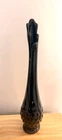 Vintage MCM Fenton Black Ebony Hobnail Swung Vase 13" Tall No Mark