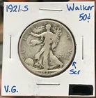 1921-S 50C Silver Liberty Walking Half Dollar VG Details Scratches