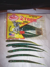Manns Finesse Worm 6"  Rare Dragin Series Tapered Tail Salted 13Pk Discontinued