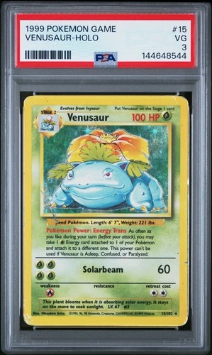 PSA 3 Venusaur 15/102 1999 Base Set Holo Rare Pokemon Card