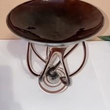 Vintage Jozefina Krosno Art Glass "Jellyfish" Style Hand Blown 9"Tx7"W Excellent