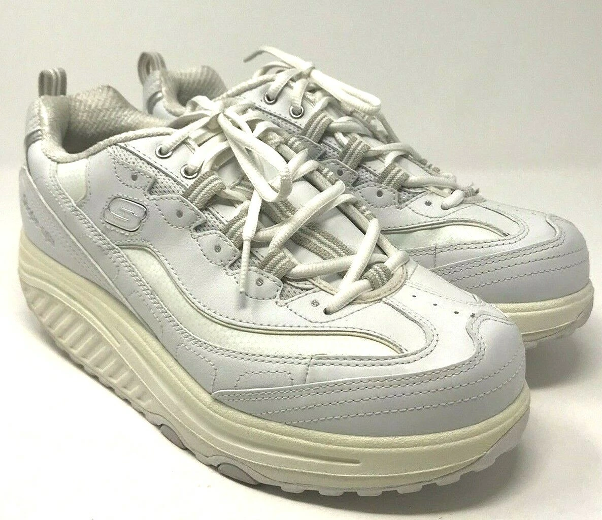 Skechers Shape Ups White Leather Toning Walking Sneakers Shoes Womens Sz 9.5 EUC