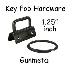 10 Key Fob Hardware w/ Key Rings Sets - 1.25 Inch 32 mm Gunmetal Instruc.