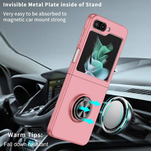 Smukłe etui magnetyczne do Samsung Galaxy Z Flip 6/5/4/3 Metalowy uchwyt pierścieniowy Kickstand - Zdjęcie 16 z 24
