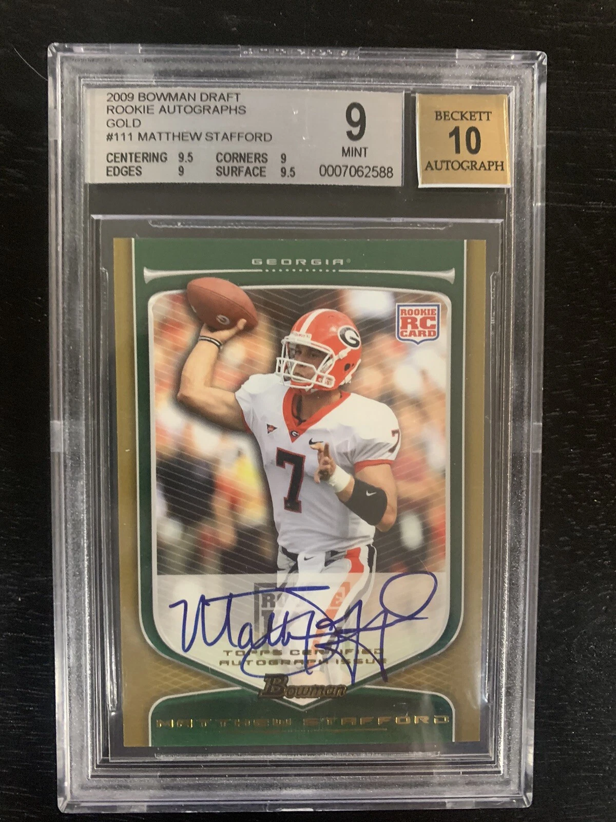 Matthew Stafford Bowman Draft #111 Autograph-Gold