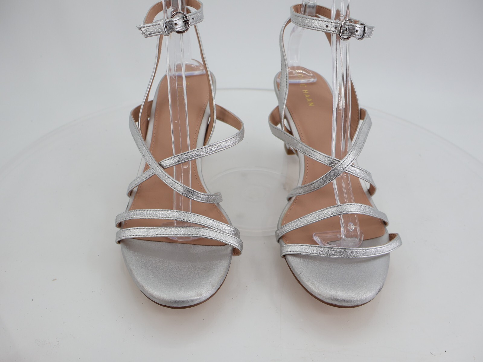 APL Sandali donna Cole Haan Addie con cinturino tacco pelle argento taglia 10 B W30474