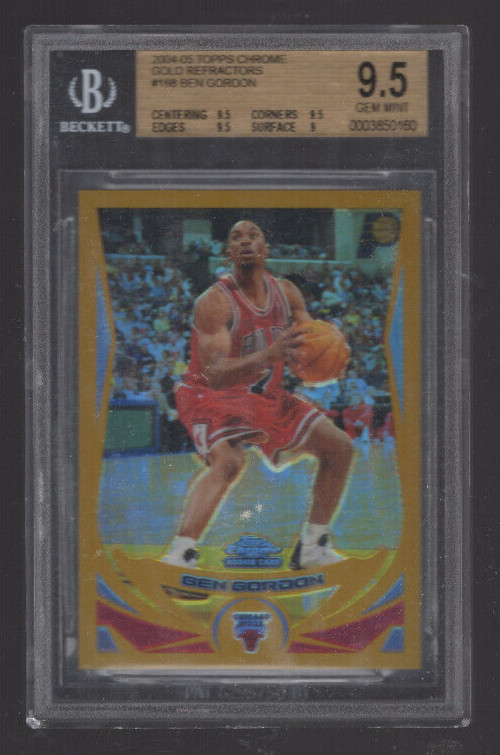 2004 TOPPS CHROME GOLD REFRACTOR #168 BEN GORDON ROOKIE SP #/99 BGS 9.5 GEM MINT
