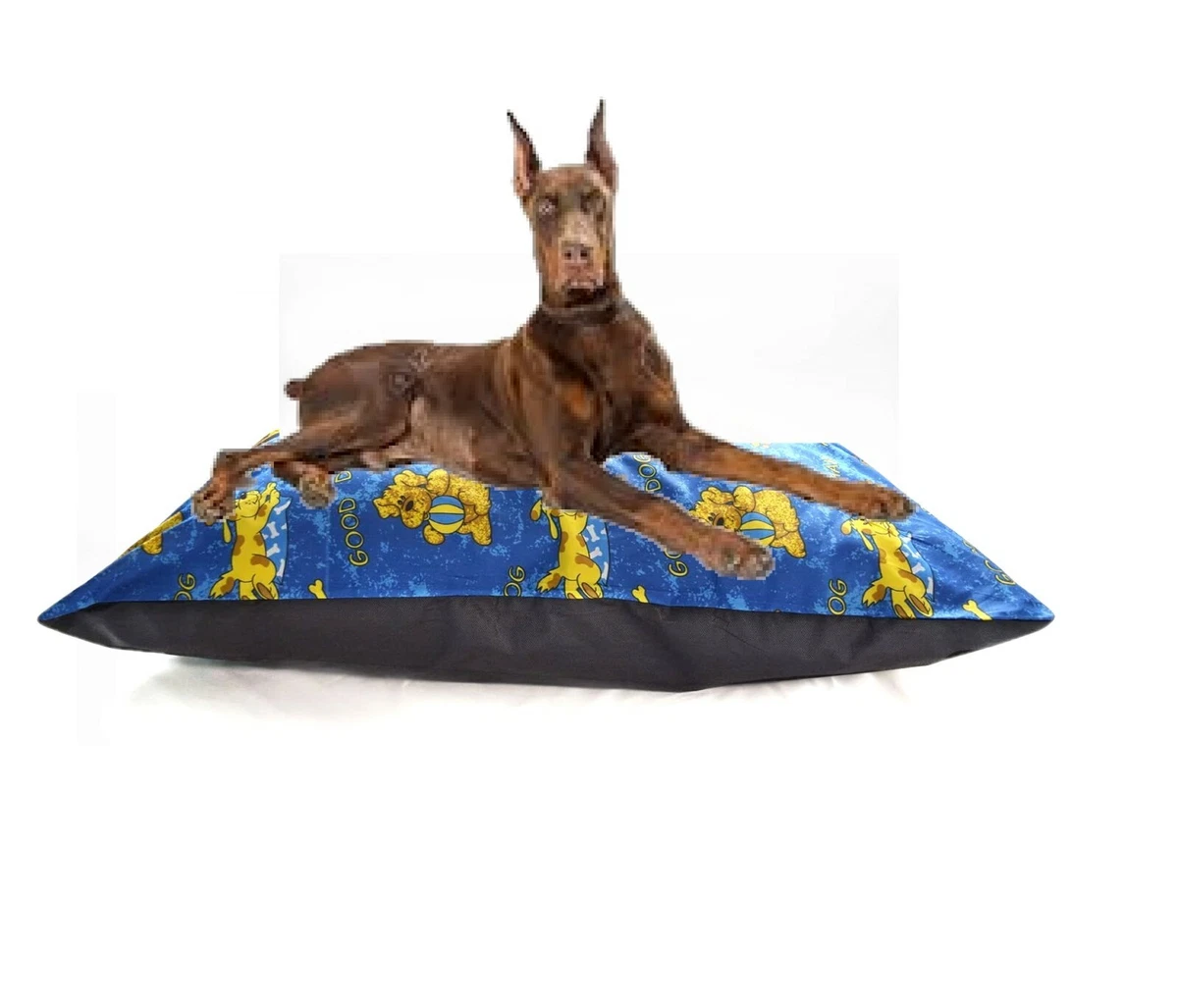 Dog Bed Pet Supplies Large Size Zip Cover With Inner Cushion Happy Dog Blue