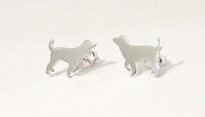 Sterling Silver Dog Stud Earrings Shiny