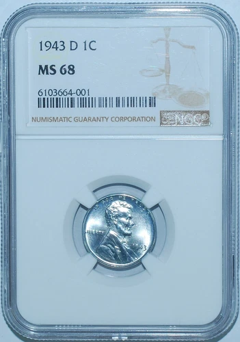 1943 D NGC MS68 Lincoln Wheat Steel Cent