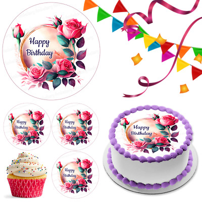 Rose Blume Tortenaufleger Party Deko essbar Geburtstag Feier Cupcake