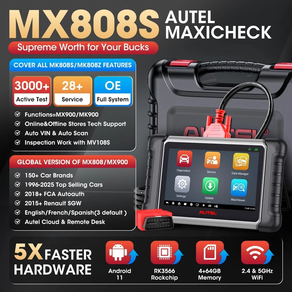 Autel Scanner MaxiCheck MX808S, 2025 US Ver. of MaxiCOM MK808S as MX900 MK900 💘 - Imagem 3 de 4