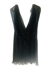 Vintage Saks Fifth Avenue Sheer Pleated Black Lace Lingerie Size Medium