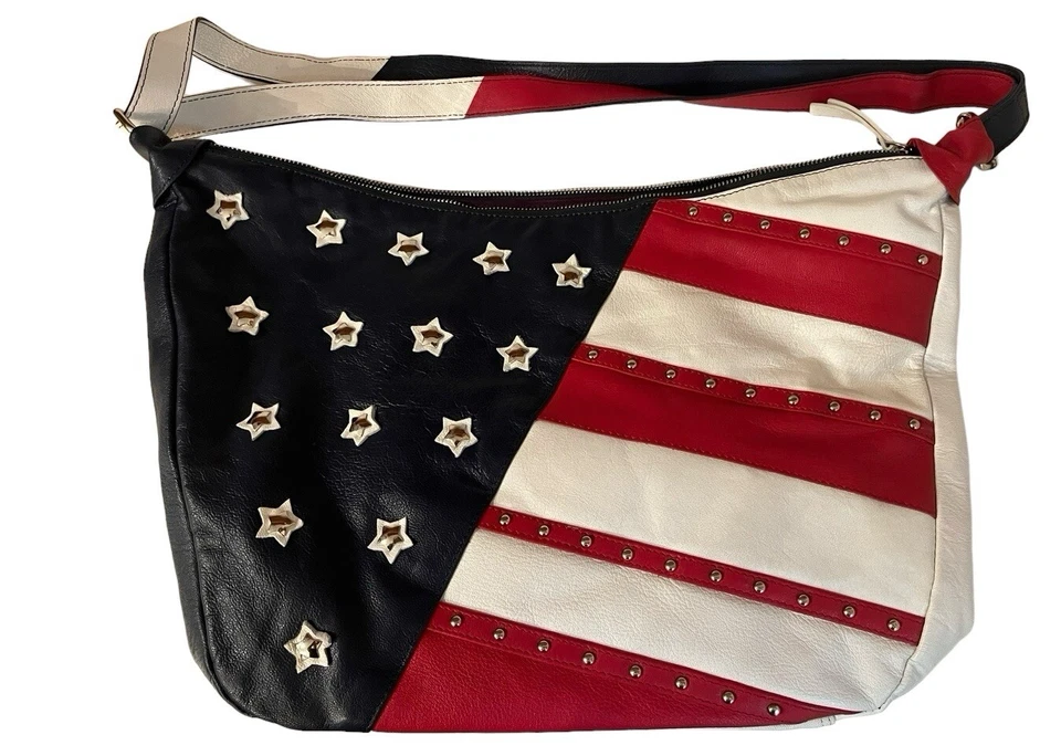 Sharif 1827 Bolso Hobo Monedero Patriótico - Estrellas y Rayas Rojo Blanco Azul Usado Una Vez Foto 2 de 4