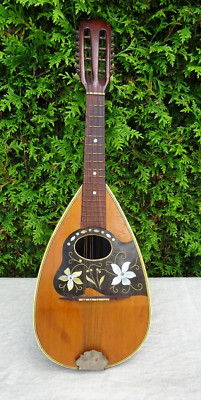 Alte Mandoline  ca. 61,5 cm mit Blumen