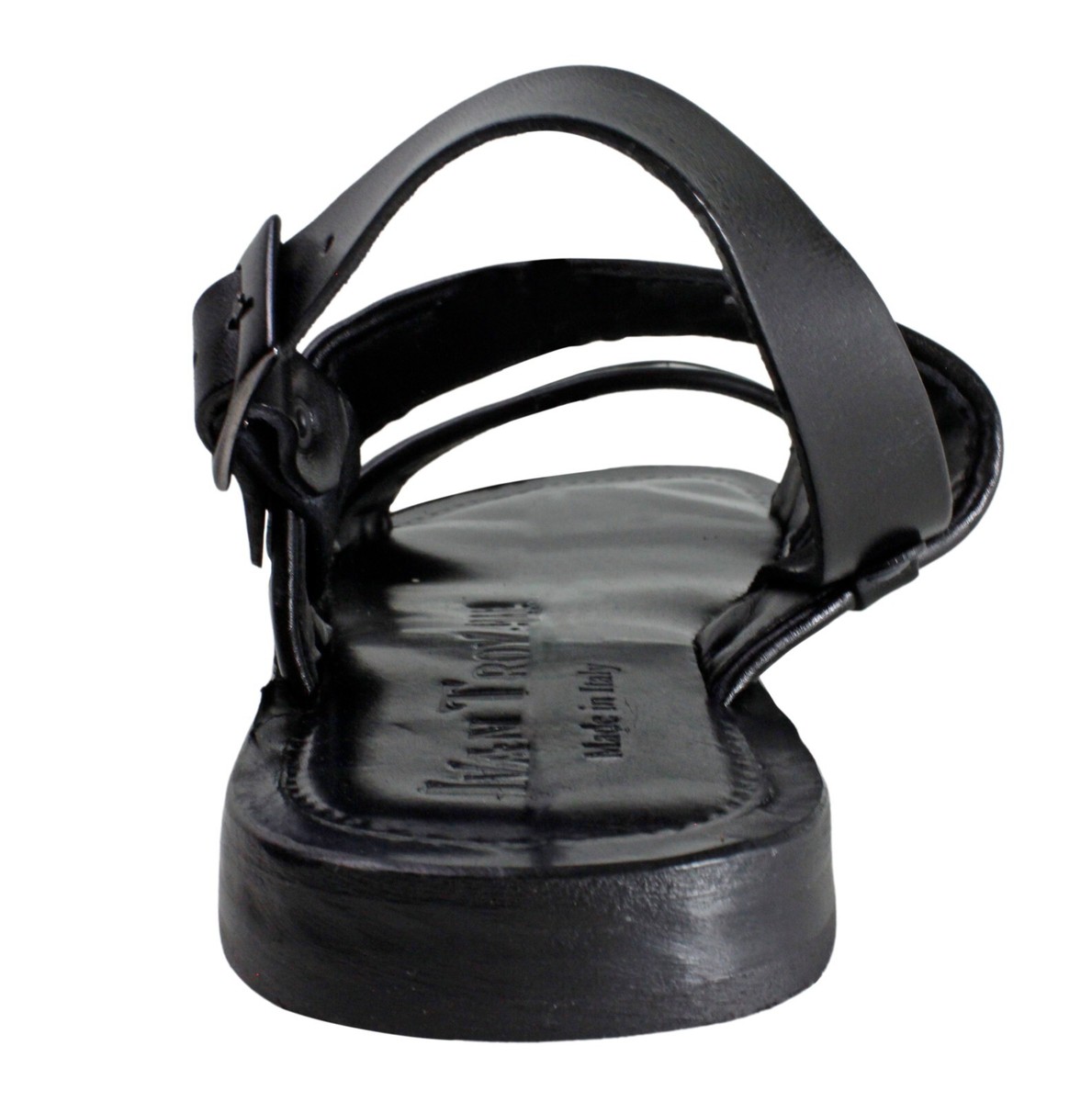 Leather Italian Sandals Mens Black Genuine Leather Strappy  display picture 3