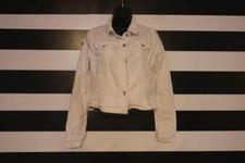 Stradivarius Women's White Jean Jacket Cotton Blend Size L Large