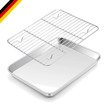 Klein Backblech mit Abkühlgitter, Rechteckig Ofenblech Backform mit Kuchengit...