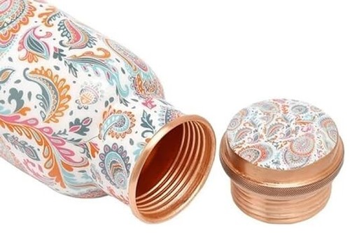 Pure Copper Designer Meena Print Lacqure Coating Water Bottle, 1Unit, Pack of 1 - Picture 3 of 3