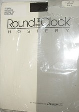 ROUND THE CLOCK by DANSKIN - SIZE B - BROWN CONTROL TOP SANDAL TOE PANTYHOSE 796