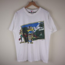 Vintage 1994 Looney Tunes Camping Shirt Taz Bugs Bunny Size Large 21.5x27