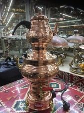 Vintage Turkish Handmade Handcrafted Copper Electric Samovar Semaver Teapot Set