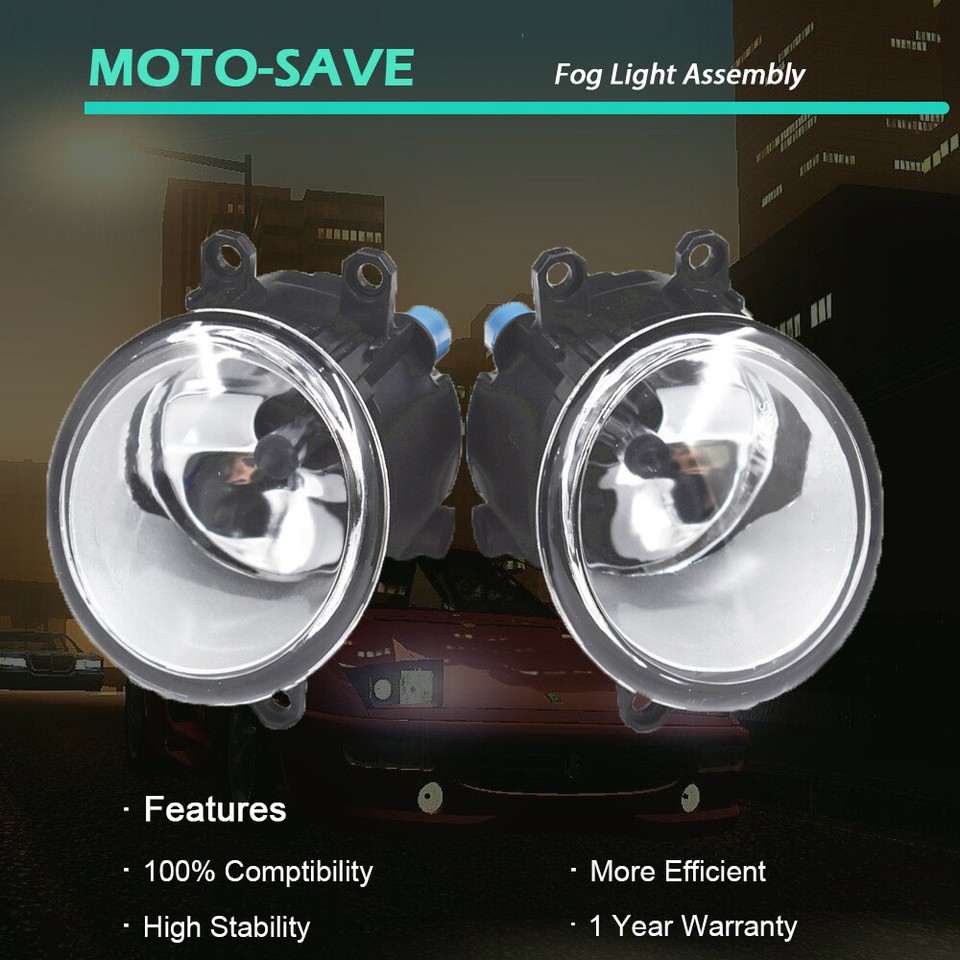 Pair Of Clear Halogen Fog Lights For Toyota Camry, RAV4, Yaris – DOT/SAE Certified, H11 Bulbs