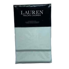 Lauren Ralph Lauren Spencer Border Sateen White Sage Standard Pillow Sham NWT