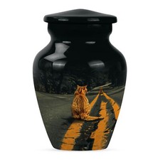 Orange Cat Large Aluminium Memorial Burial Urn - Classic Design Keepsake