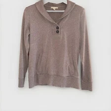 Banana Republic Womens Sweater Shawl Collar Brown Med Coastal Core Granny Fall