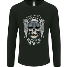 Bad 2 the Bone Biker Skull Angel Motorcycle Mens Long Sleeve T-Shirt