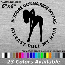 if youre gonna ride my ass atleast pull my hair custom decal sticker tailgater