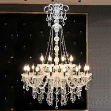 Yc. European crystal chandelier living room stair villa Hall pendant light lamp