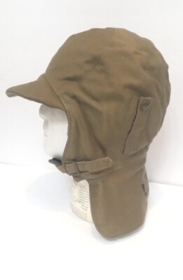 US WWII USN Winter Cloth Khaki Deck Helmet Hat 7-1/4 with Back 