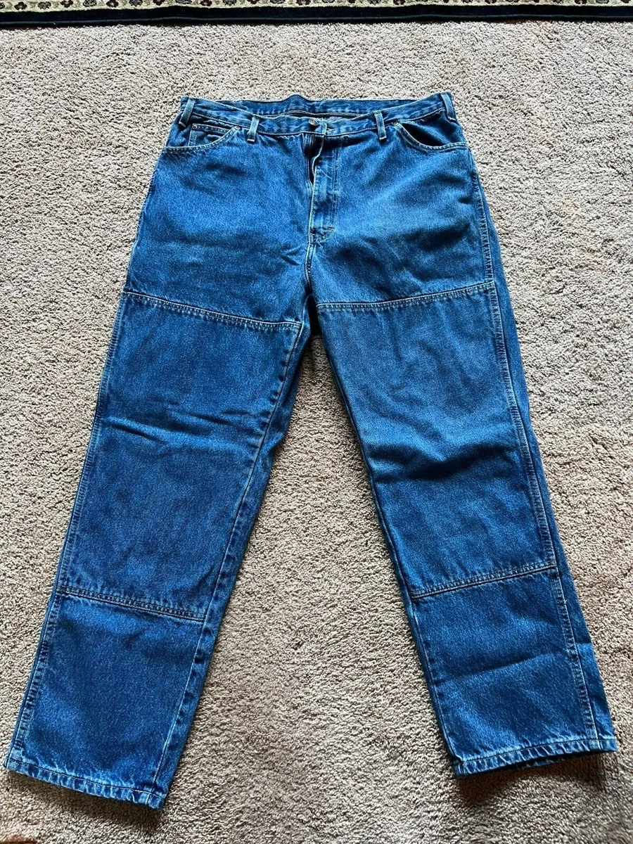 Vtg Dickies Double Knee Work Pants Faded Blue Jeans Y2K Painter Actual 42X30 D