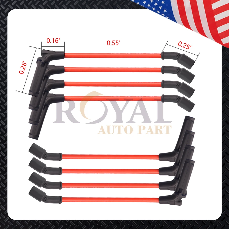 8x UF413 RED Ignition Coils & SP479 Spark Plugs & Wires Set for GMC 5.3/6.0/6.2L — 第 4/4 张图片