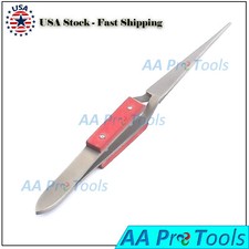 Cross Lock Fiber Grip Soldering Tweezers Straight Jewelry Making 6.5
