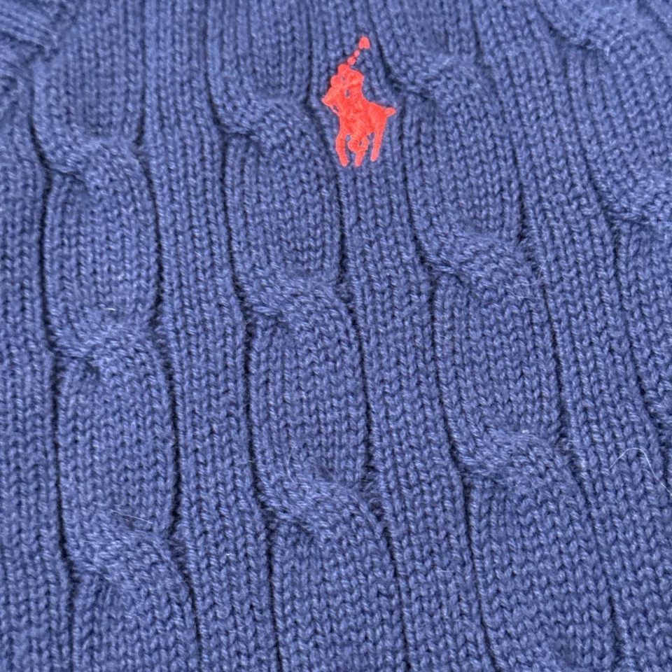 De Colección Polo Por Ralph Lauren Cuello en V Azul Marino Con Rojo Pony Niños Chaleco Lado M (10-12) Foto 3 de 4