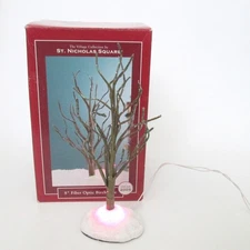 St Nicholas Square 8" Fiber Optic Birch Tree Village Collection 2005 With Box